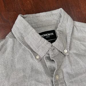 Bonobos Medium Slim Fit Oxford Shirt Gray Stretch Cotton Blend Button Down